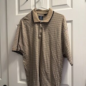 Pebble Beach Beige Geometric Polo Shirt